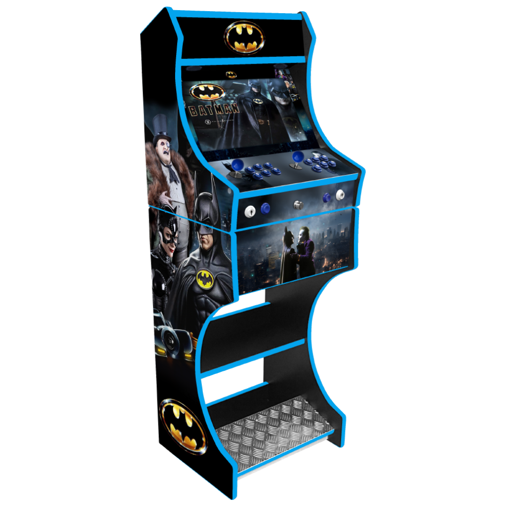 Batman Movie themed two-player arcade machine front three-quarter view