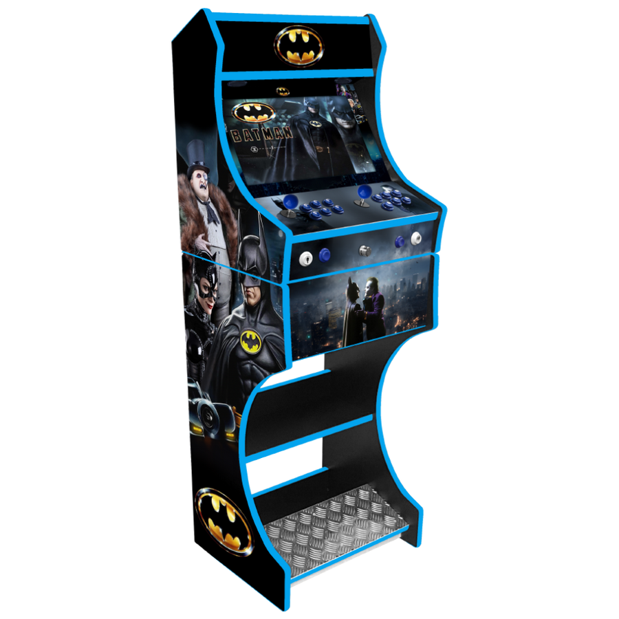 Batman Movie themed two-player arcade machine front three-quarter view