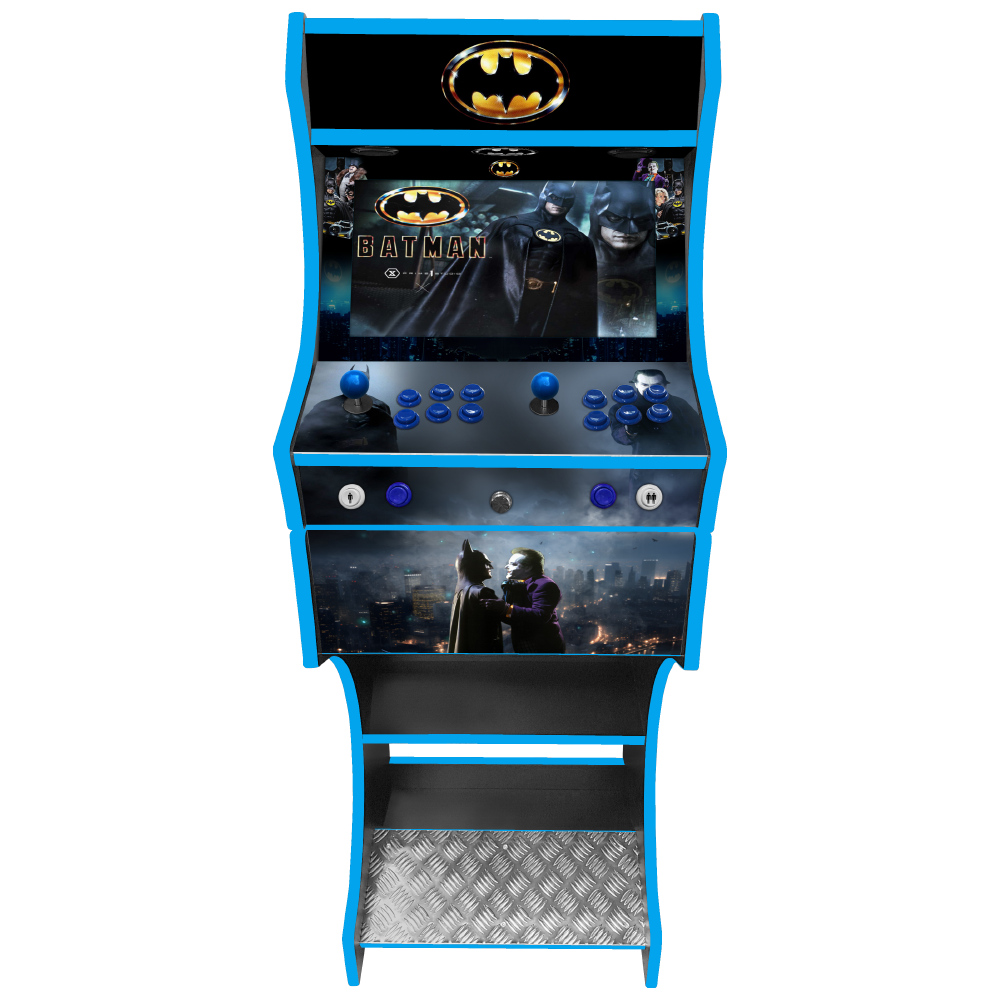 Batman Movie themed two-player arcade machine front view