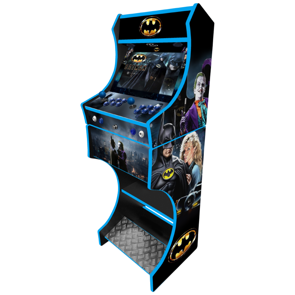 Batman Movie themed two-player arcade machine side view