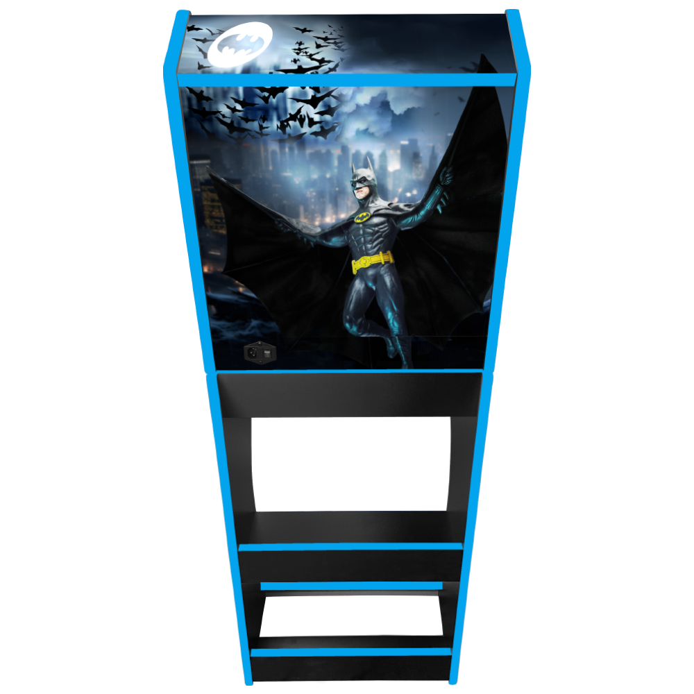 Batman Movie themed two-player arcade machine rear view
