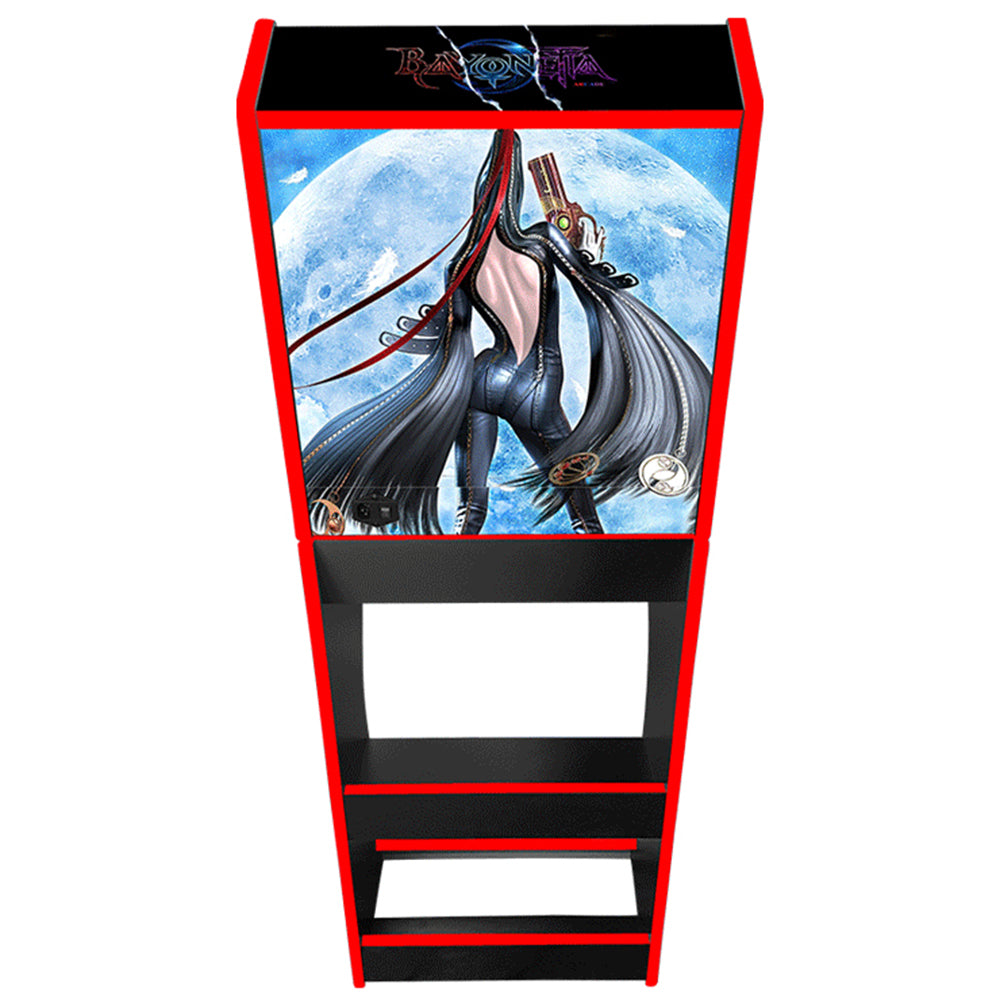 Bayonetta themed two-player arcade machine rear view