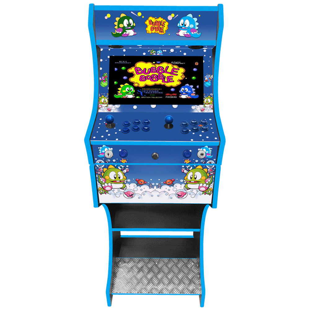 Bubble Bobble themed two-player arcade machine front view