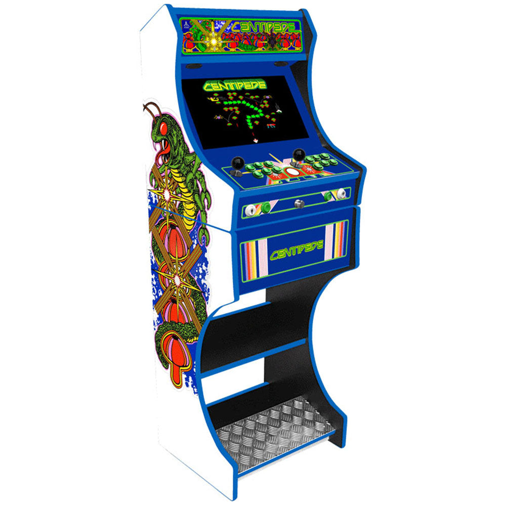 Centipede themed two-player arcade machine front angle view