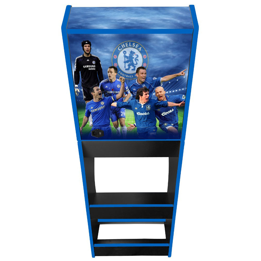 Chelsea Legends themed two-player arcade machine rear view