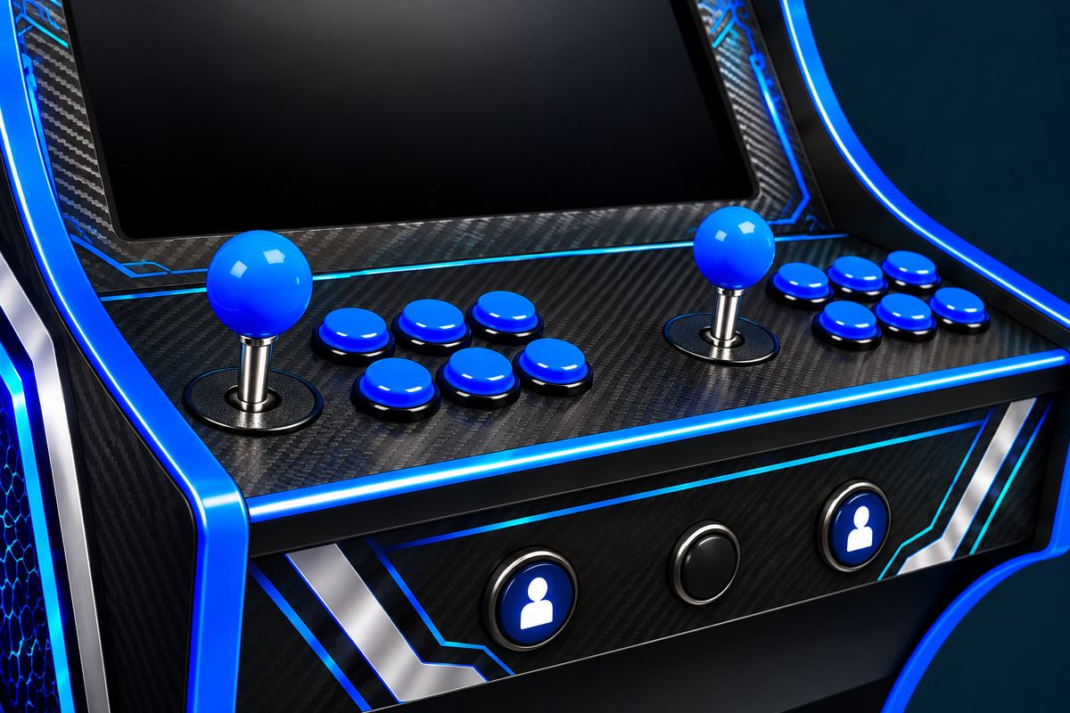 Close-up of Arcade Geeks two-player joystick controls