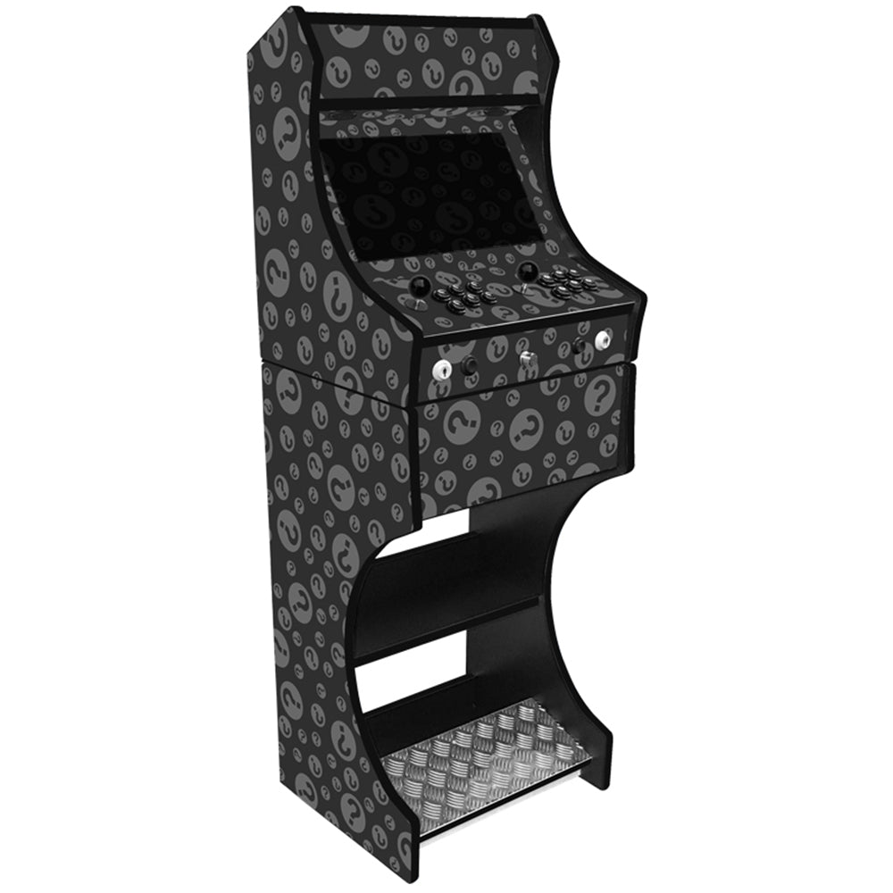Custom themed two-player arcade machine front angle example