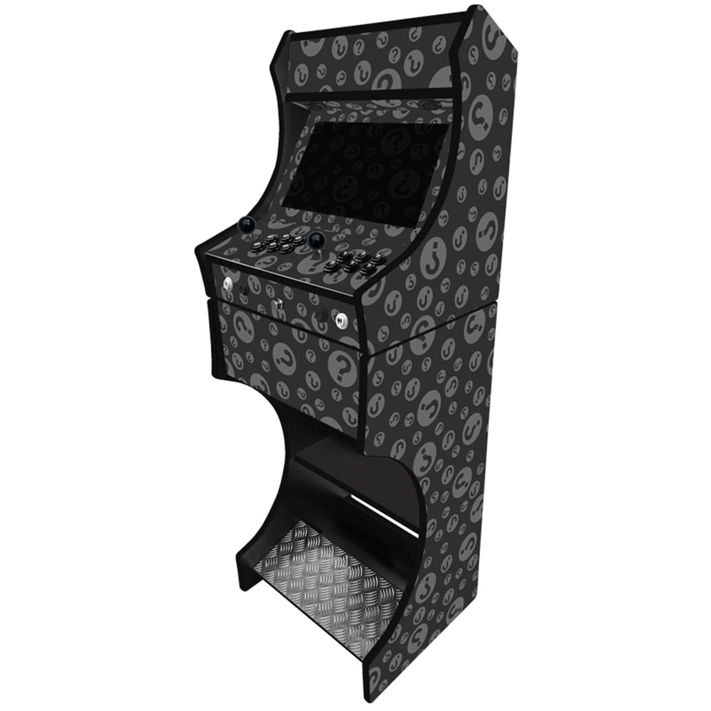Custom themed two-player arcade machine side angle example