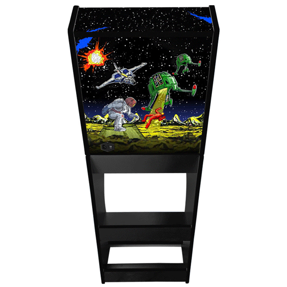 Defender themed two-player arcade machine rear view
