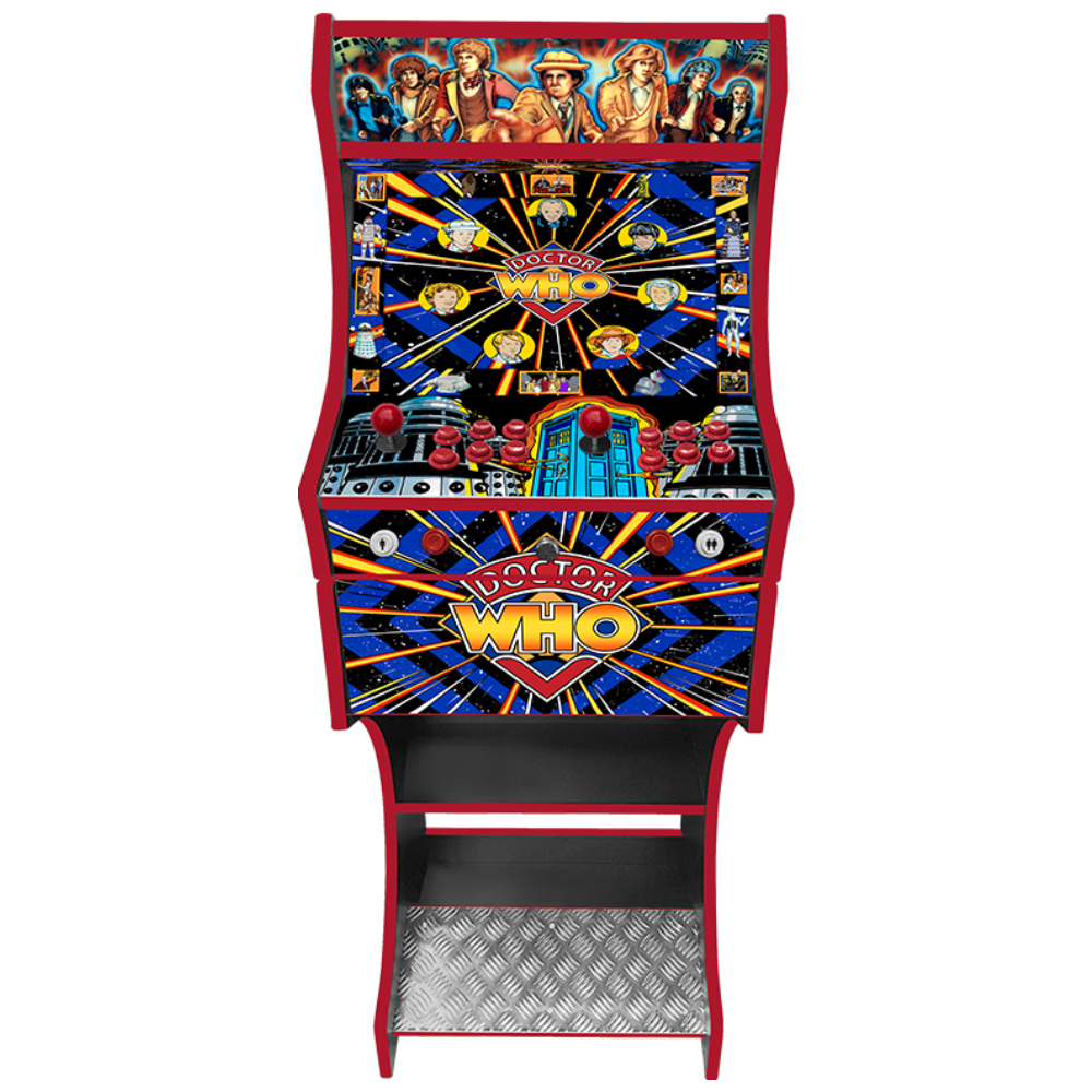 Doctor Who themed two-player arcade machine front view