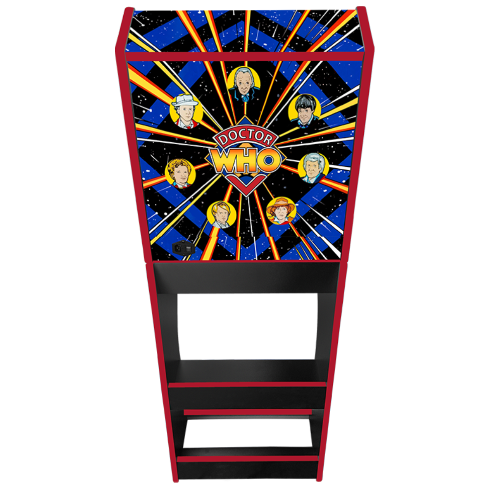 Doctor Who themed two-player arcade machine rear view