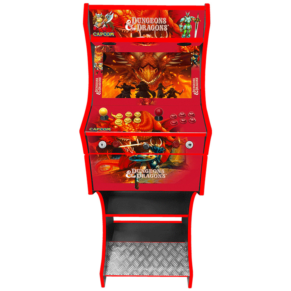Dungeons and Dragons themed two-player arcade machine front view