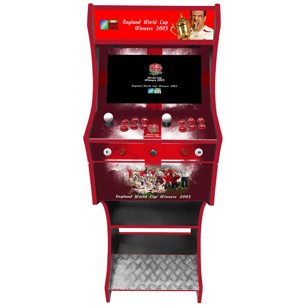 England Rugby World Cup themed two-player arcade machine front view