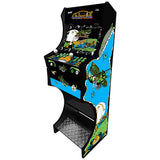 Galaxian themed two-player arcade machine side angle view