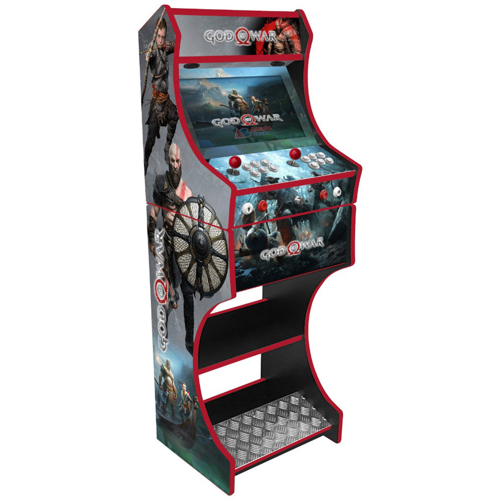 God of Wars v1 themed two-player arcade machine front angle view