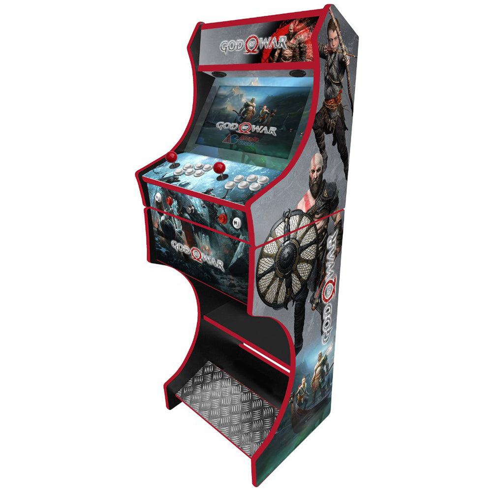God of Wars v1 themed two-player arcade machine side angle view