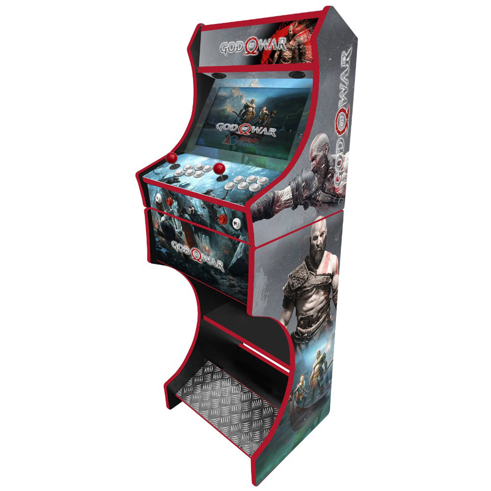 God of Wars v2 themed two-player arcade machine side angle view