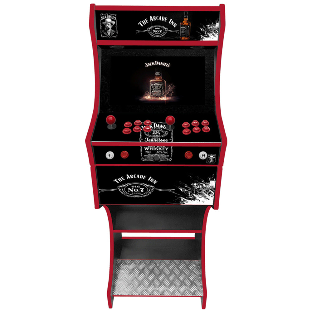Jack Daniels themed two-player arcade machine front view