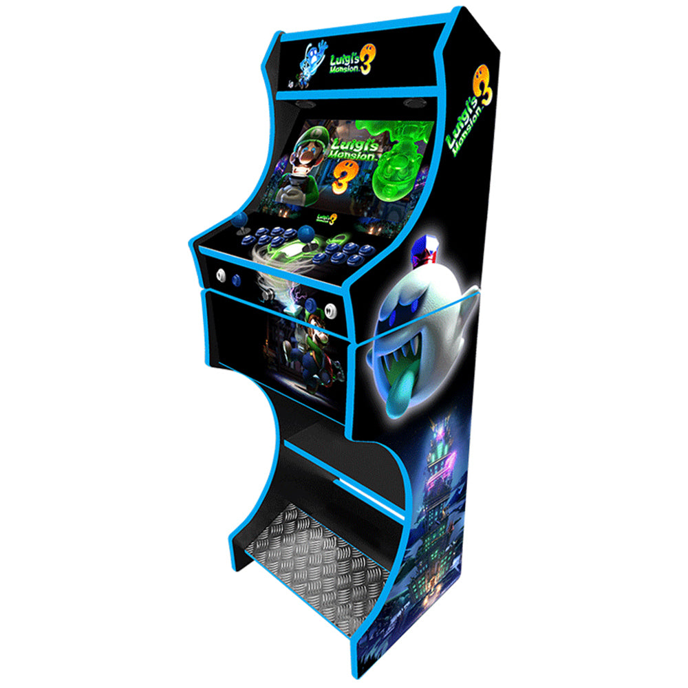 Luigi's Mansion themed two-player arcade machine side angle view