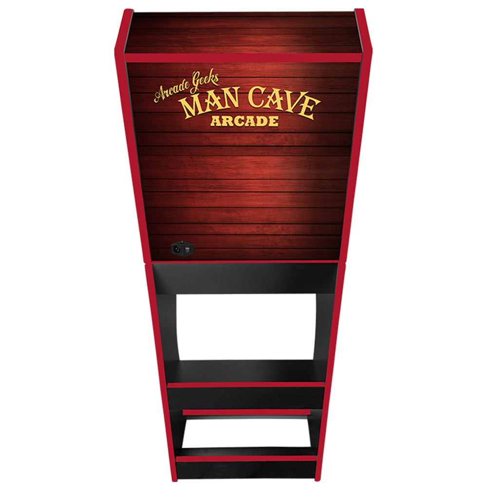 Mancave themed arcade cabinet right side view