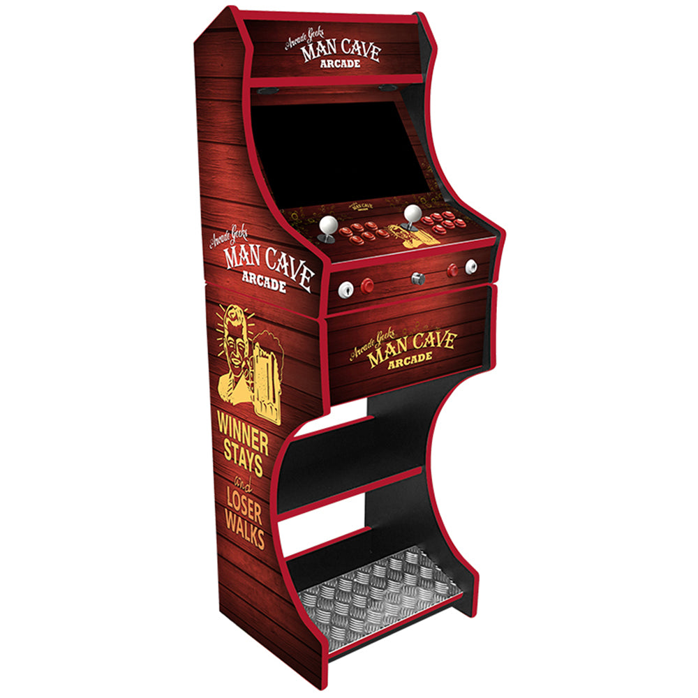 Mancave themed two-player arcade machine front view