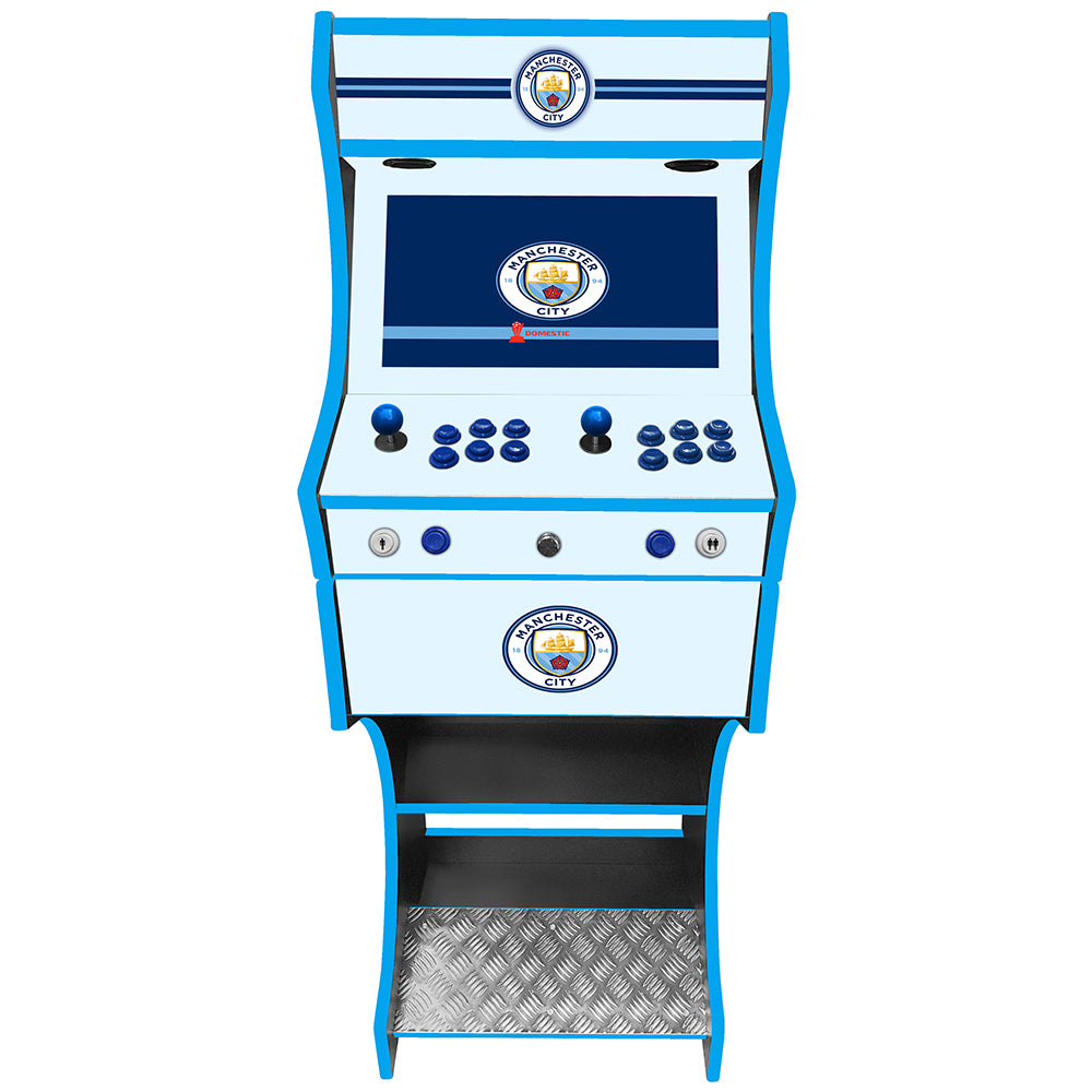 Manchester City themed arcade cabinet left side view