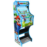 Mario and Luigi themed two-player arcade machine front angle view