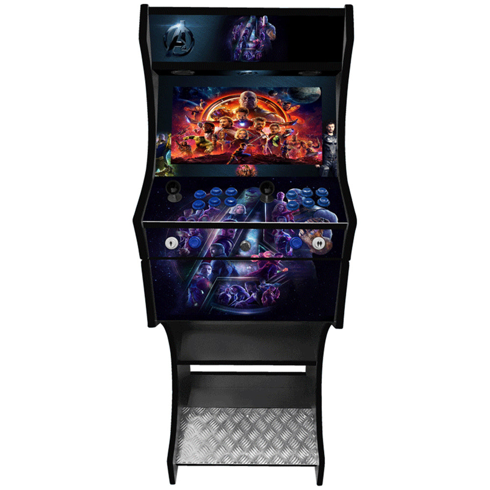 Marvel Infinity Wars themed two-player arcade machine front view