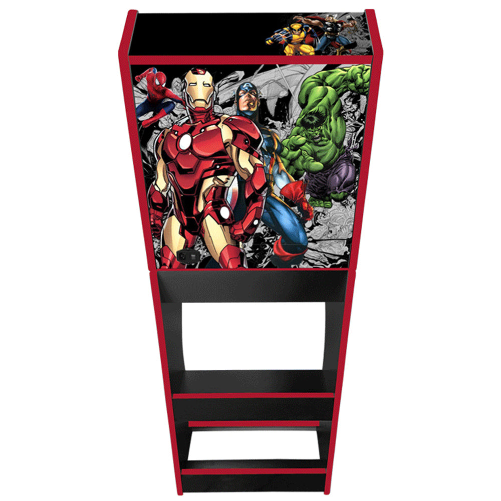 Marvel themed two-player arcade machine rear view