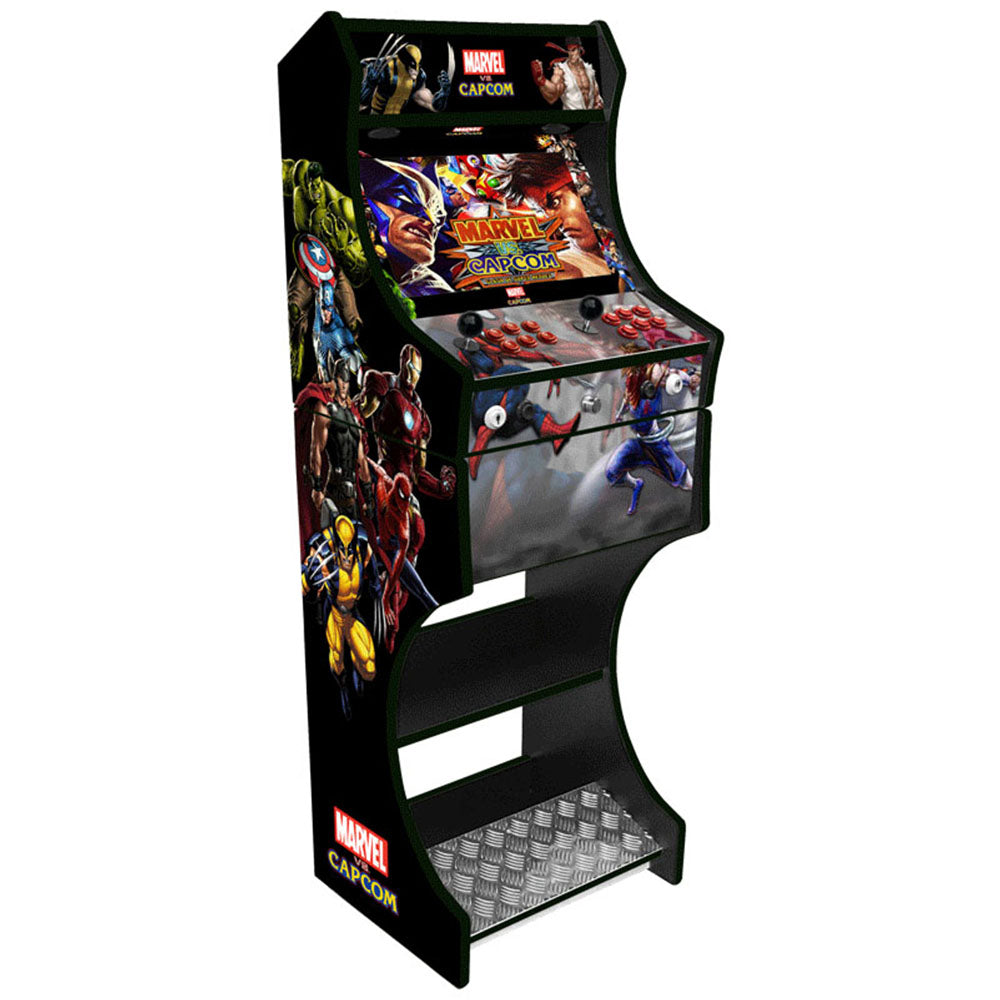 Marvel vs Capcom themed two-player arcade machine front angle view