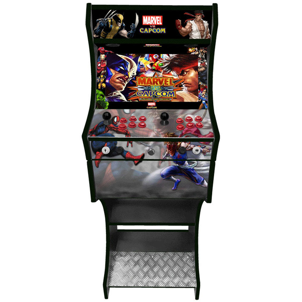 Marvel vs Capcom themed two-player arcade machine front view