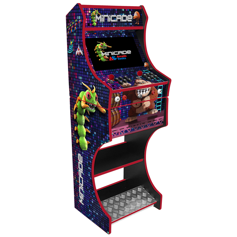 Minicade themed two-player arcade machine front angle view
