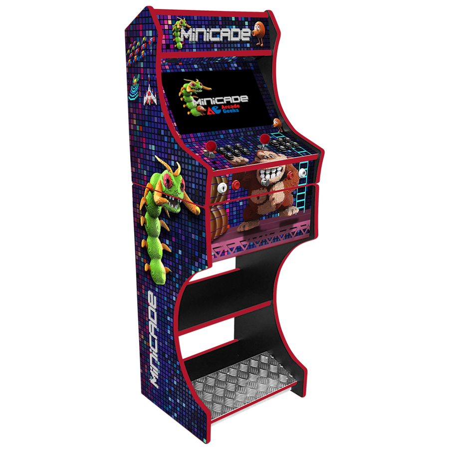 Minicade themed two-player arcade machine front angle view