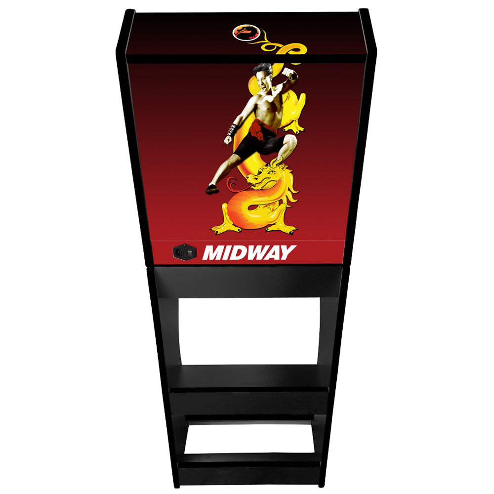Mortal Kombat v1 themed two-player arcade machine rear view