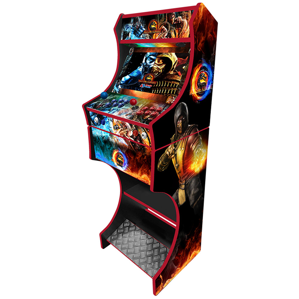 Mortal Kombat v2 themed two-player arcade machine side angle view