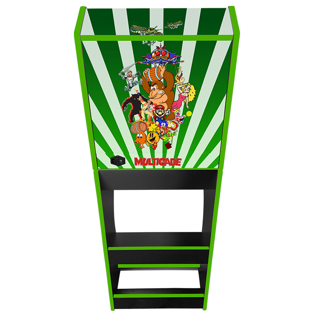 Multicade v1 themed two-player arcade machine rear view