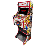 Multicade v2 themed two-player arcade machine side angle view