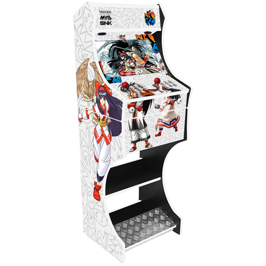 Neo Geo themed two-player arcade machine front view