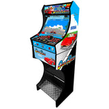 Outrun v1 themed arcade machine control panel close-up
