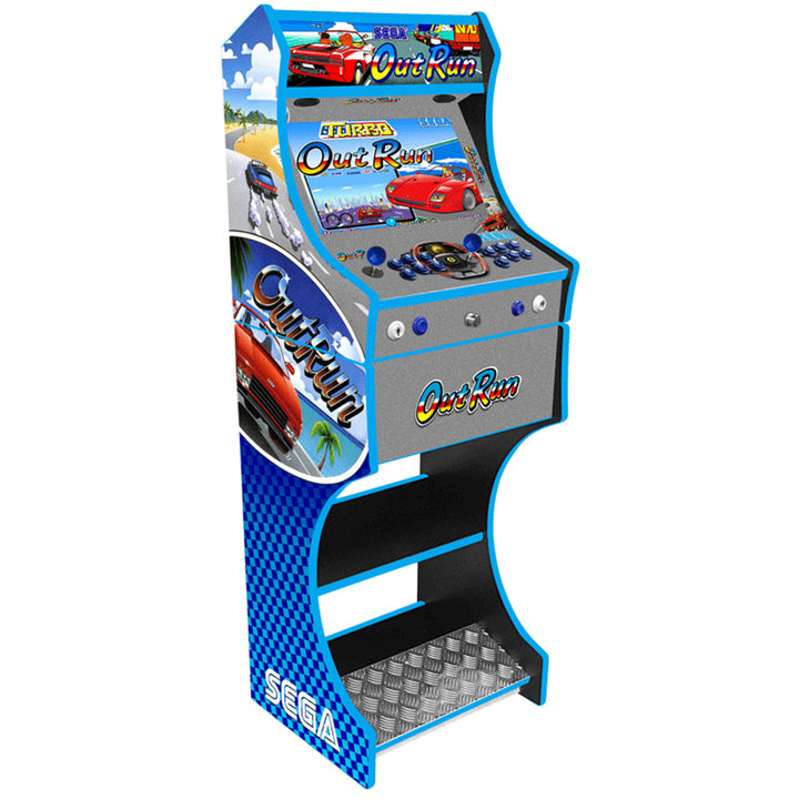 Outrun v2 themed two-player arcade machine front view