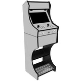 Plain grey two-player arcade machine front angle view