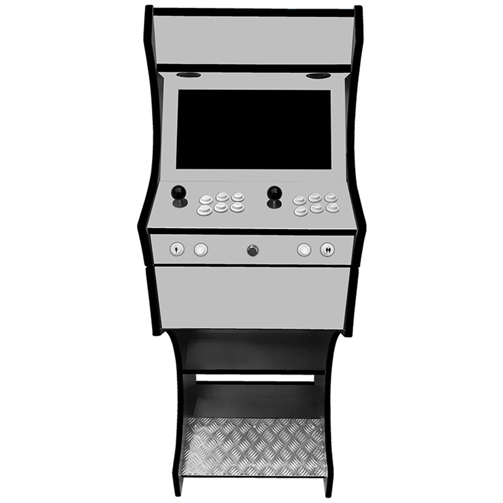 Plain grey two-player arcade machine front view