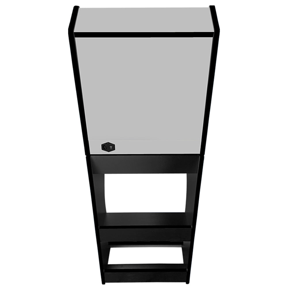 Plain grey two-player arcade machine rear view