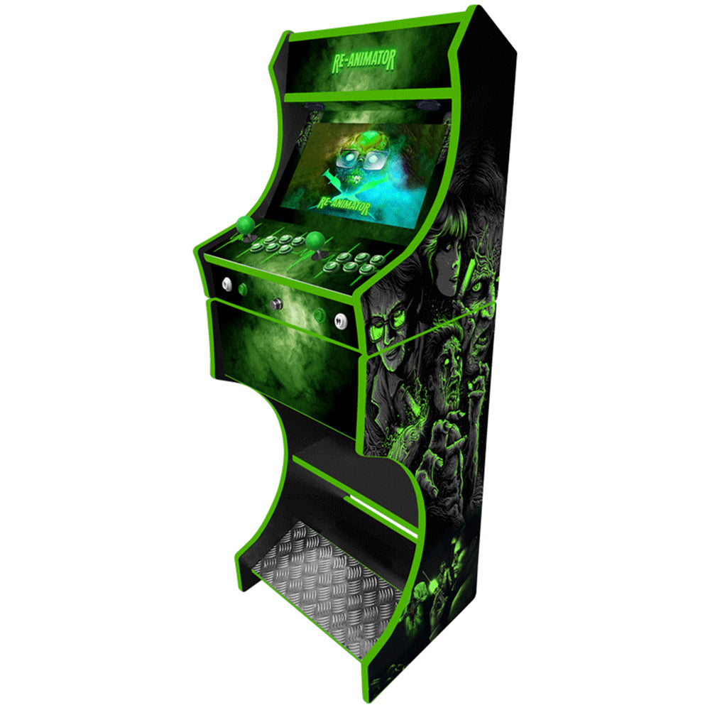 Re-animator themed arcade machine control panel close-up