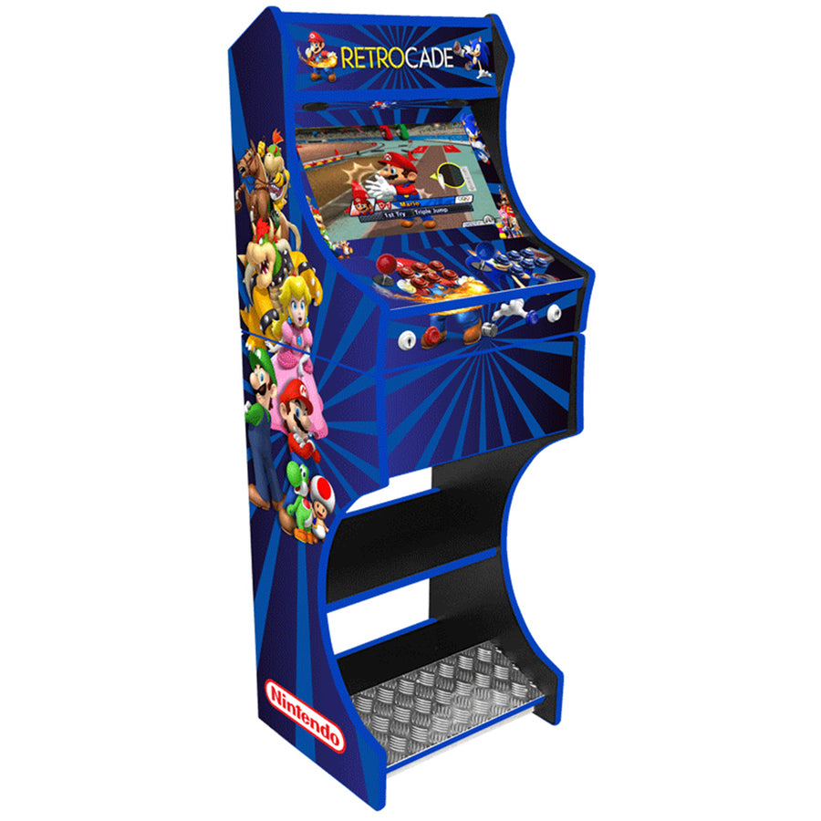 Retrocade themed two-player arcade machine front view
