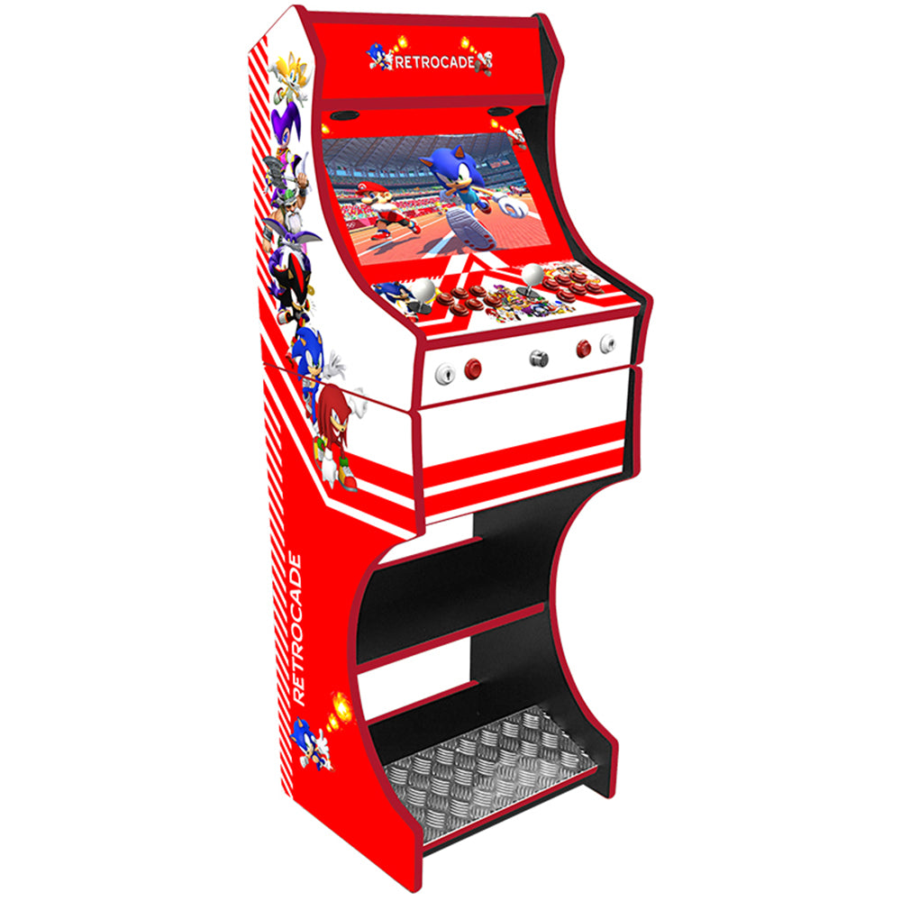 Retrocade v2 themed two-player arcade machine front angle view