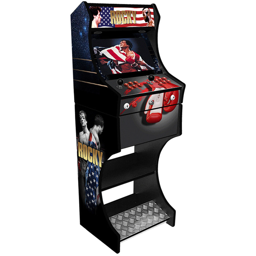 Rocky themed two player arcade machine front view