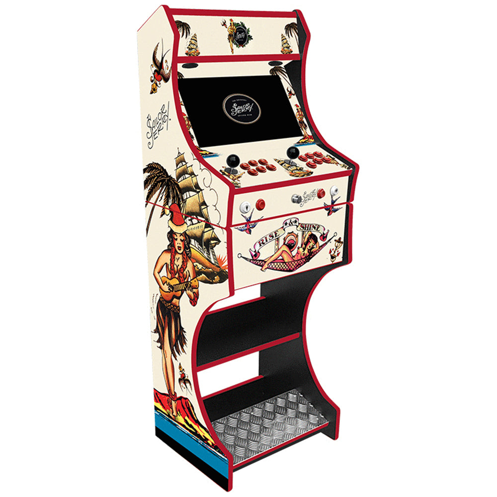 Sailor Jerry themed two player arcade machine front view