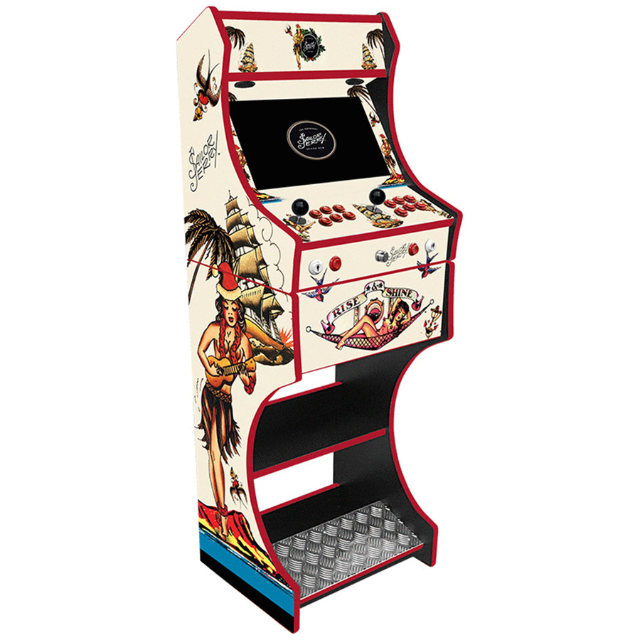 Sailor Jerry themed two player arcade machine front view