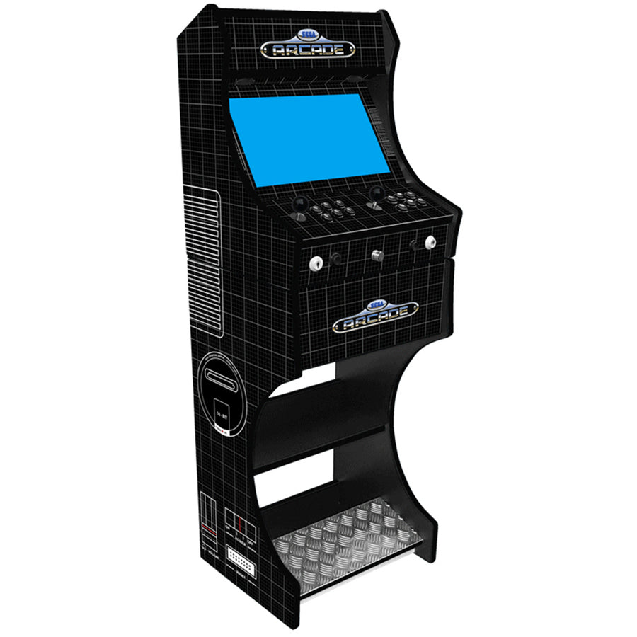 Sega themed two player arcade machine front view